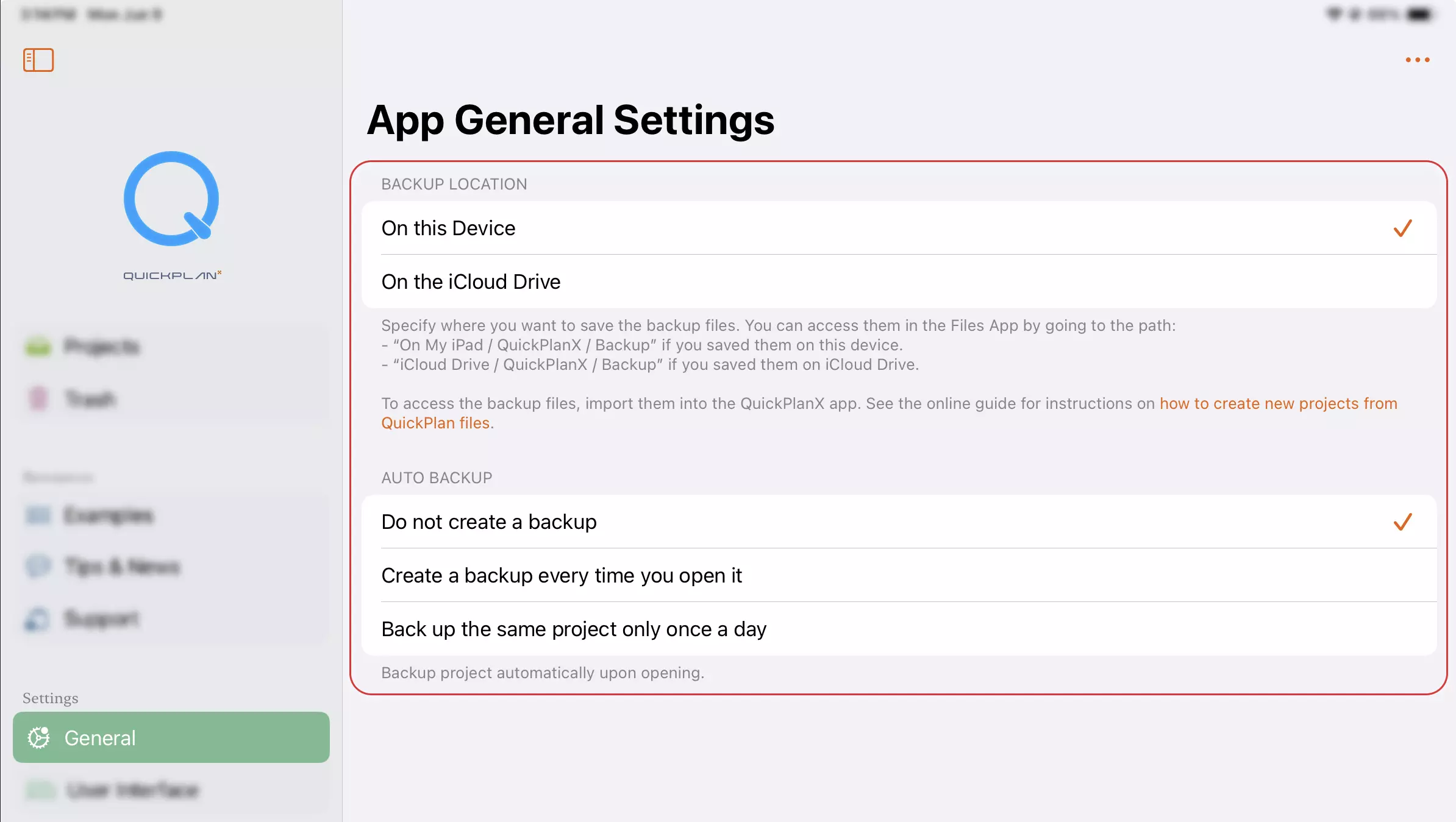 Sicherungseinstellungen