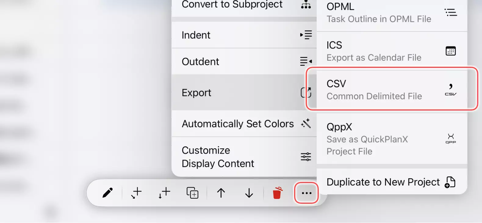Exportieren auf dem Handy
