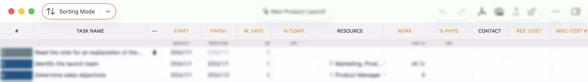 Sortierschaltfläche