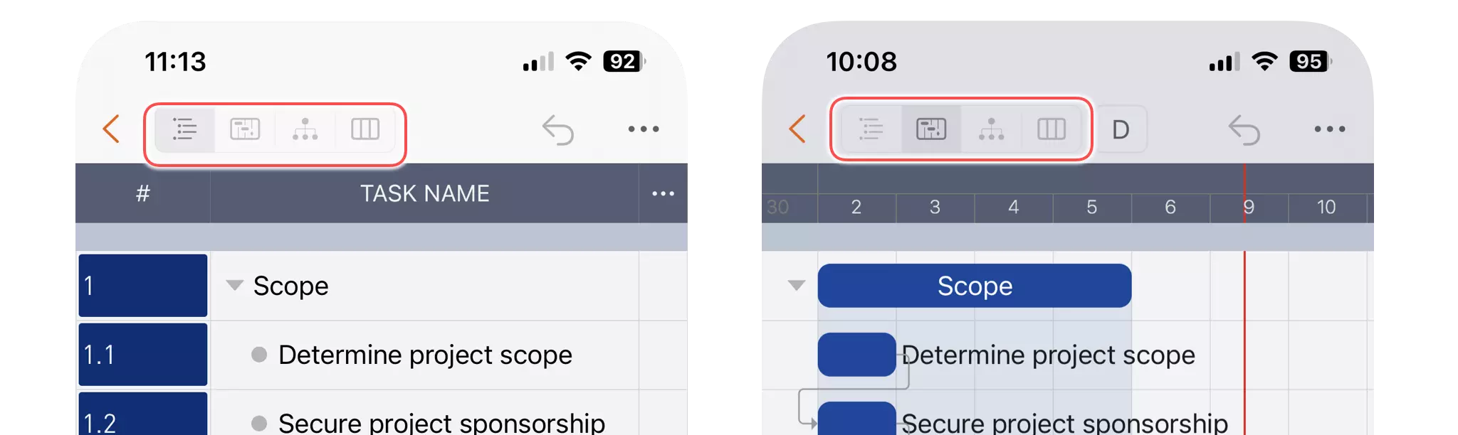Project Window Table View on iPhone