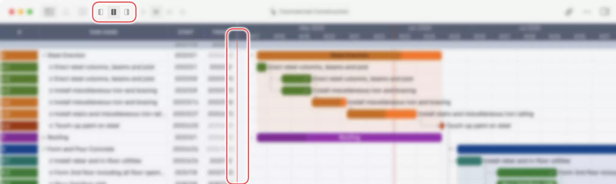 Project Window Table View on Mac