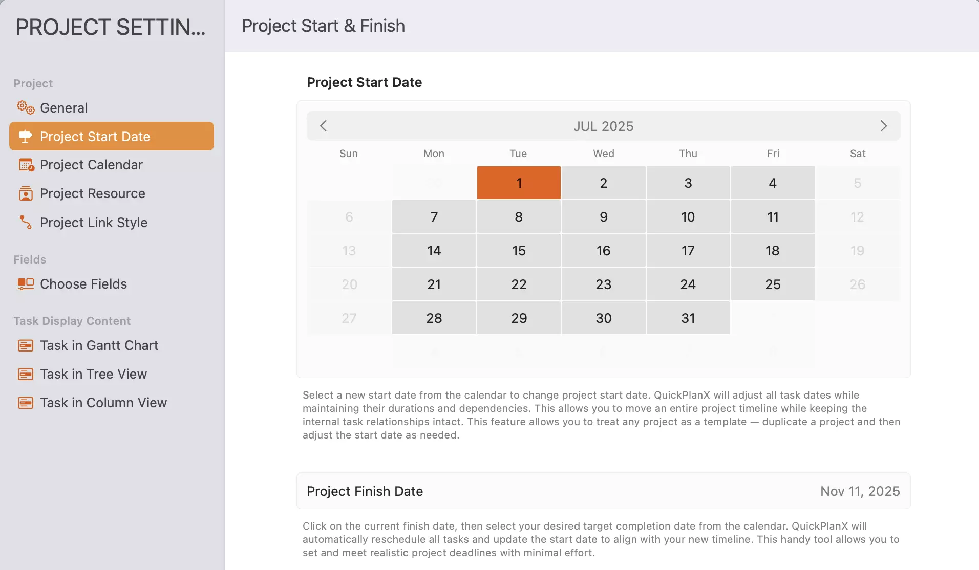 Paramètres du Projet - Début