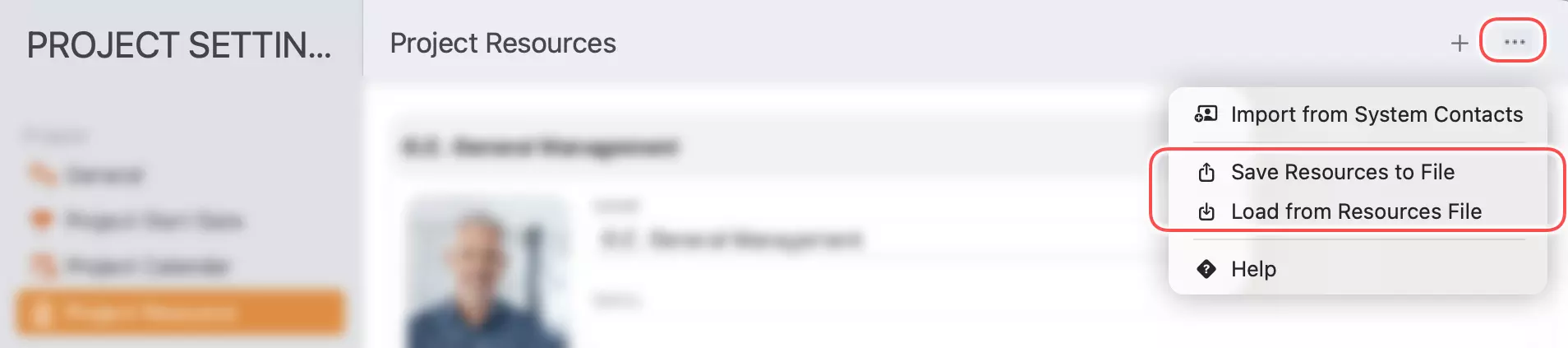 Projectinstellingen - Resourcebestand